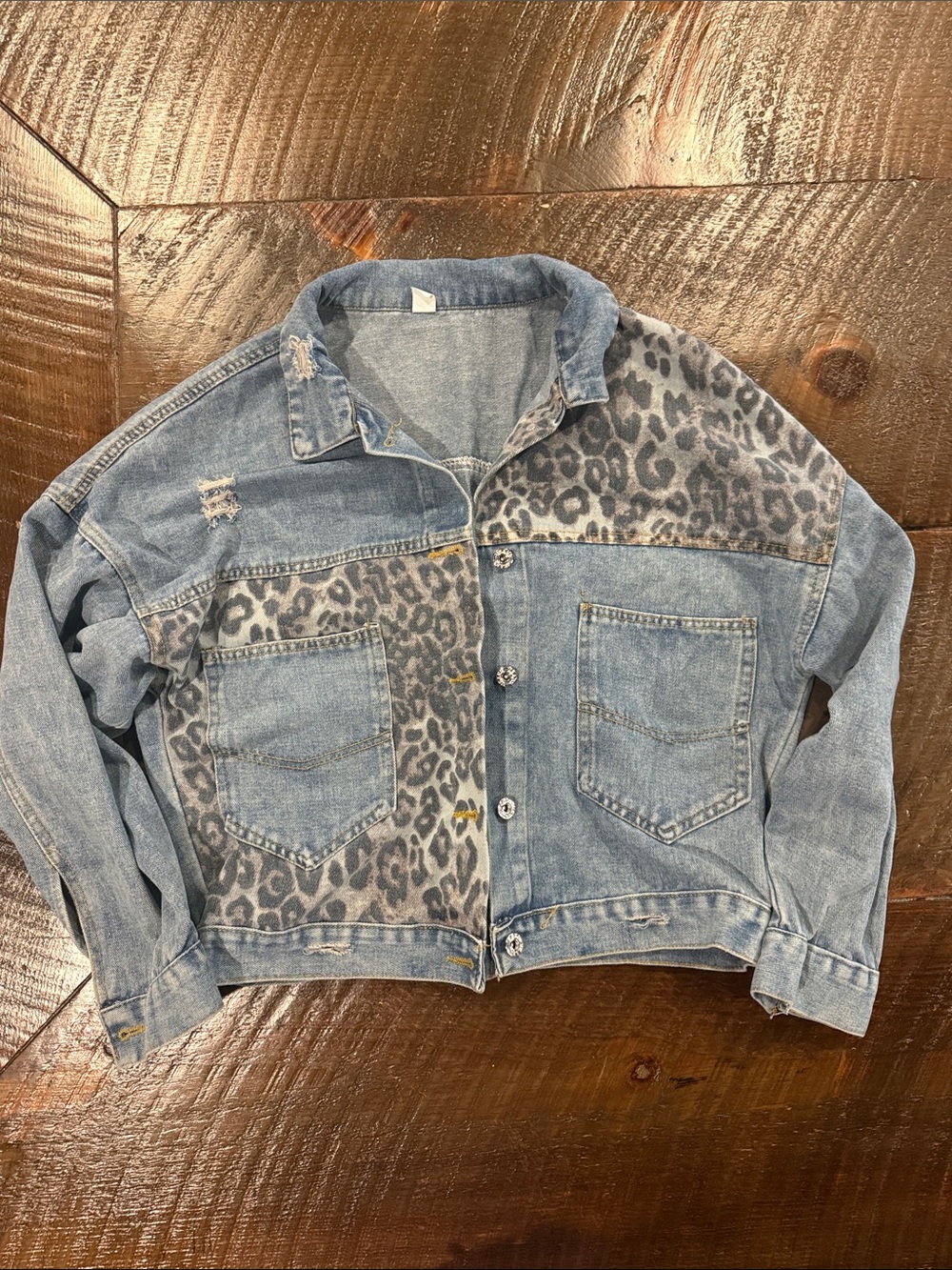 Denim Leopard Print Jacket -